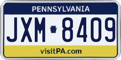 PA license plate JXM8409