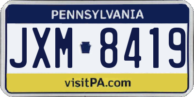 PA license plate JXM8419