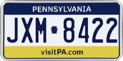 PA license plate JXM8422