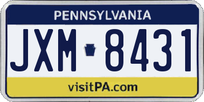 PA license plate JXM8431