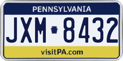 PA license plate JXM8432