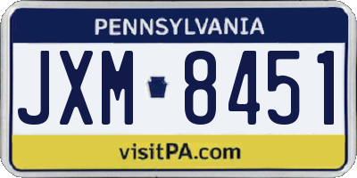 PA license plate JXM8451
