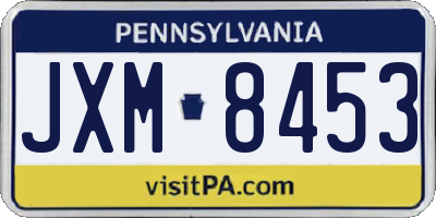 PA license plate JXM8453