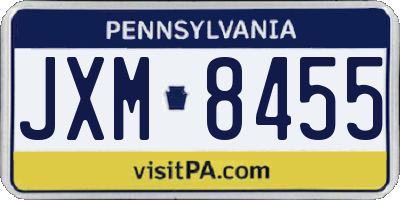 PA license plate JXM8455