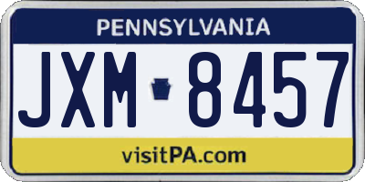 PA license plate JXM8457