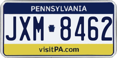 PA license plate JXM8462