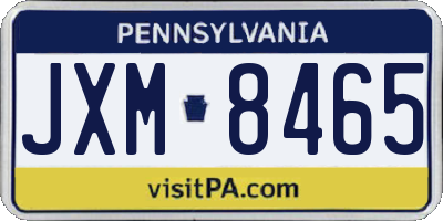 PA license plate JXM8465