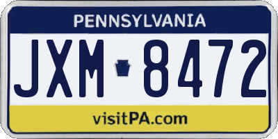 PA license plate JXM8472