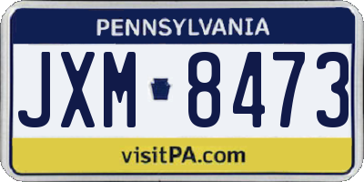 PA license plate JXM8473