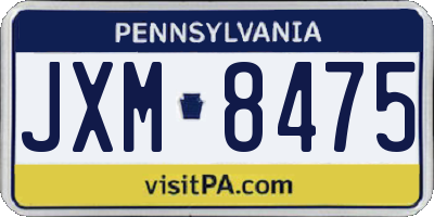 PA license plate JXM8475