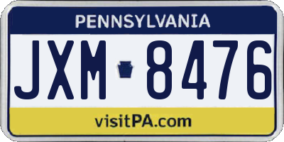 PA license plate JXM8476