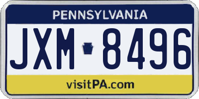 PA license plate JXM8496