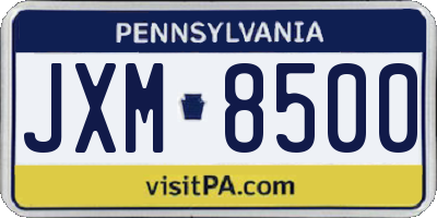 PA license plate JXM8500