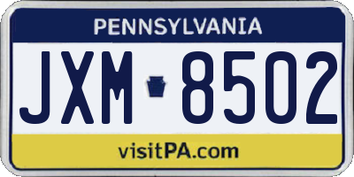 PA license plate JXM8502