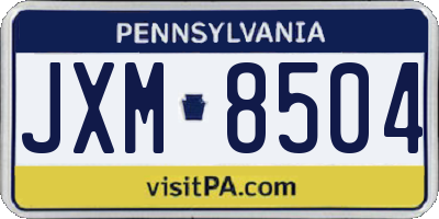 PA license plate JXM8504