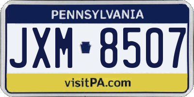 PA license plate JXM8507