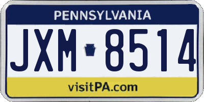 PA license plate JXM8514