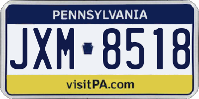 PA license plate JXM8518