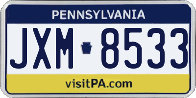 PA license plate JXM8533
