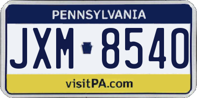 PA license plate JXM8540