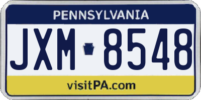 PA license plate JXM8548