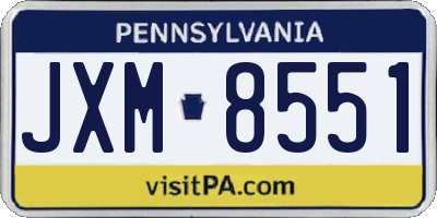 PA license plate JXM8551