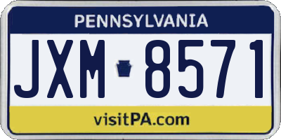 PA license plate JXM8571