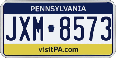 PA license plate JXM8573