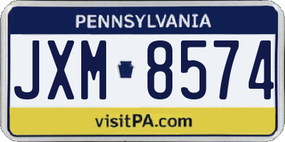 PA license plate JXM8574