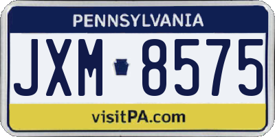 PA license plate JXM8575