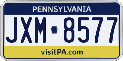 PA license plate JXM8577