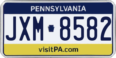 PA license plate JXM8582