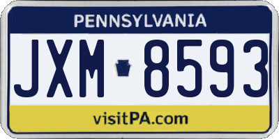 PA license plate JXM8593