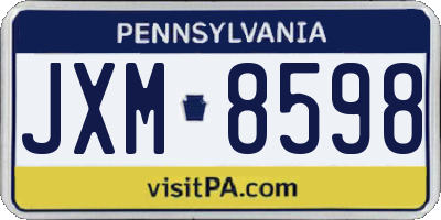 PA license plate JXM8598