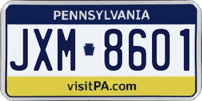PA license plate JXM8601