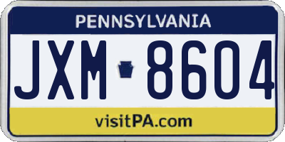 PA license plate JXM8604