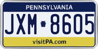 PA license plate JXM8605