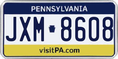 PA license plate JXM8608