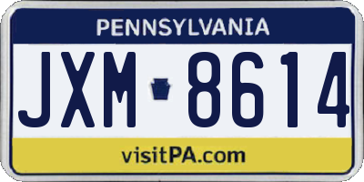PA license plate JXM8614