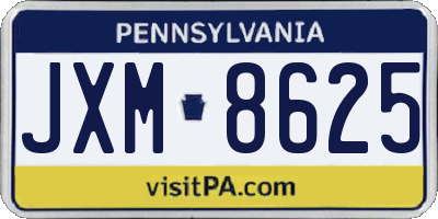 PA license plate JXM8625