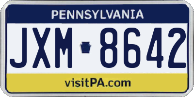 PA license plate JXM8642