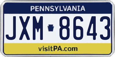 PA license plate JXM8643