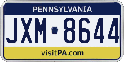 PA license plate JXM8644