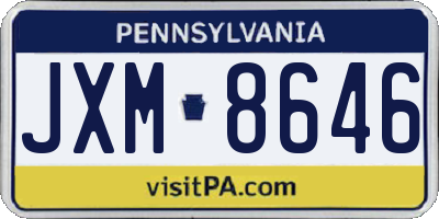 PA license plate JXM8646
