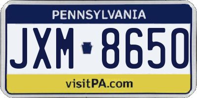PA license plate JXM8650