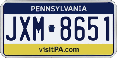 PA license plate JXM8651