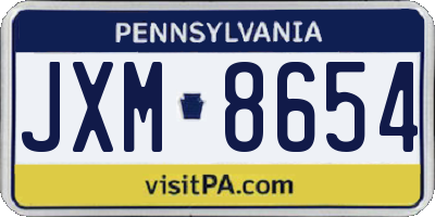 PA license plate JXM8654