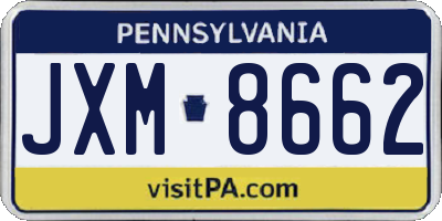 PA license plate JXM8662