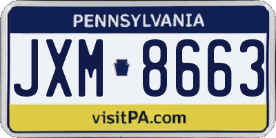 PA license plate JXM8663