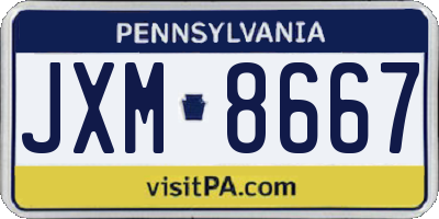 PA license plate JXM8667